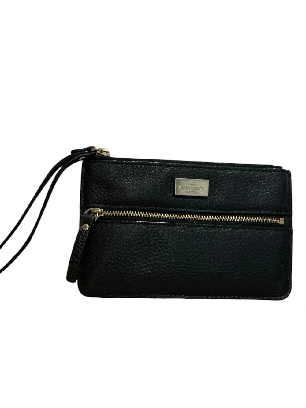 Kate Spade Black Pebbled Leather Wristlet with Gold Hardware - Picture 3 of 6